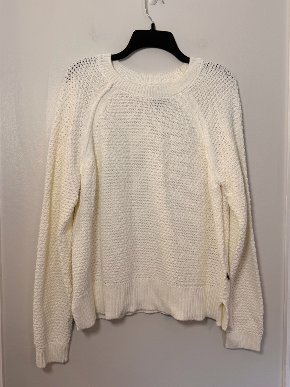 GAP Ivory Textured Knit Sweater Large Cotton Blend Chunky Crewneck